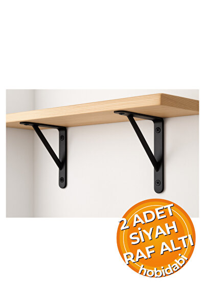 HOBİDABİ Raf Altı Dekoratif Raf Tutucu Ayak Ferforje Siyah 18X26 cm 2 Adet