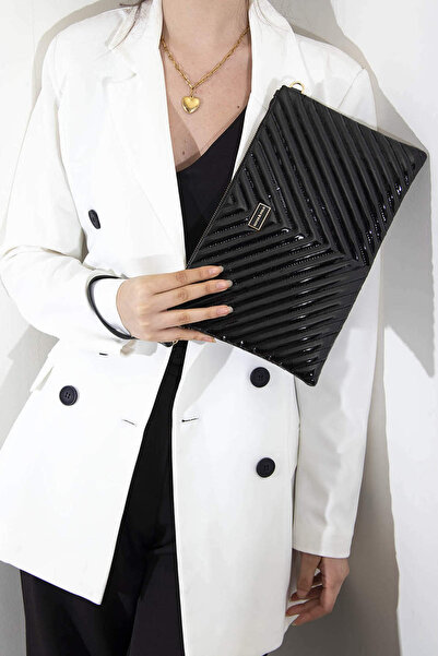 Silver Polo Portfelj sa patentiranom kožom V Nv1034, crni ženski clutch