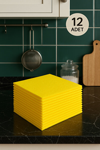 Febros 12’li Sarı Temizlik Banyo Mutfak Toz Bezi Toz Parlaklık Dayanıklı Uzun Ömürlü Araba Mutfak Bezi