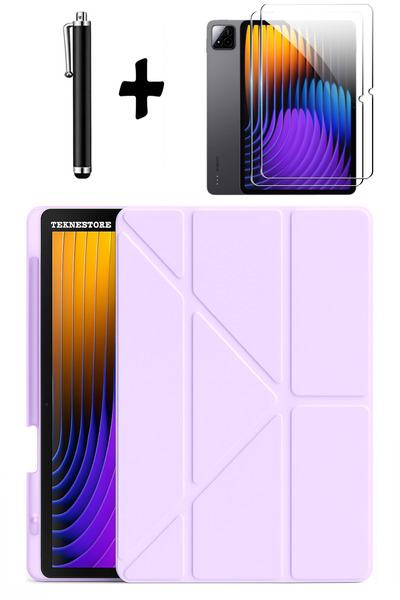 TEKNETSTORE Xiaomi Pad 7 Pro / Pad 7 Compatible Case with Pen Compartment and Stand Case + Screen Protector + Pen Set of 3