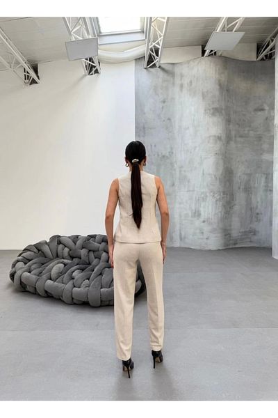 MetuCA Tina Asymmetrical Linen Vest Pants Set