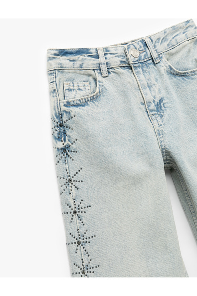 Koton Бавовняні джинси з широкими штанинами та деталями з каменю