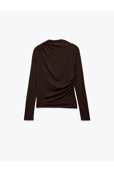 Koton Slim Fit Long Sleeve T-Shirt with Drape Detail
