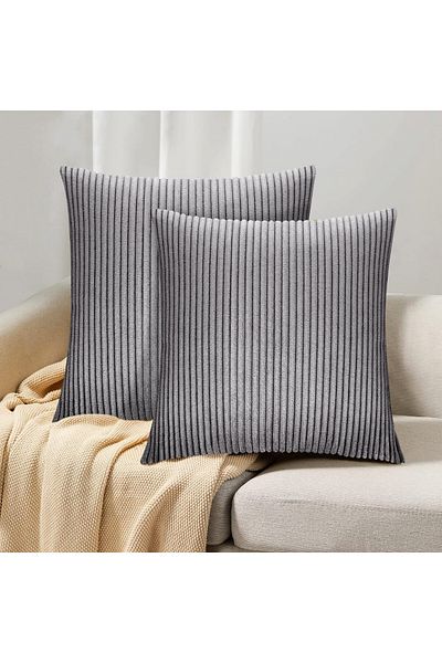 Hoomil Set of 2 pillowcases, velour, grey, 45 x 45 cm