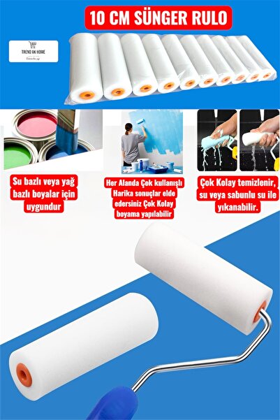 OSKAR FIRÇA 10’CM YÜKSEK KALİTELİ SÜNGER PARMAK RULO YEDEK BAŞLIĞI (50 ADET )