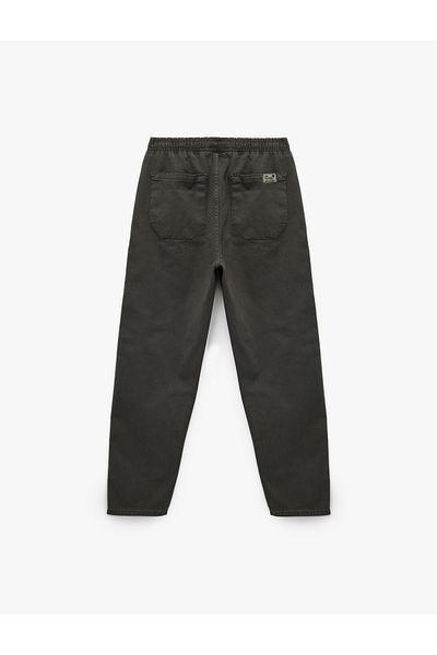 Koton Pocket Detailed Cotton Straight Fit Waist Lace up Relaxed Fit Gabardine Trousers