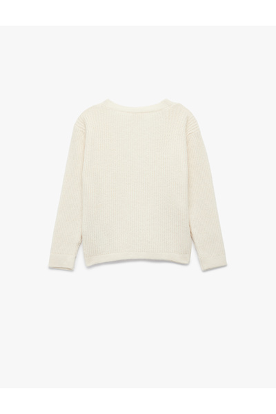 Koton Long Sleeve Slim Fit Double Breasted Collar Tie Detail Knit Sweater