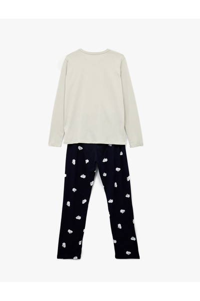 Koton Cotton Lamb Printed Long Sleeve Pajamas Set
