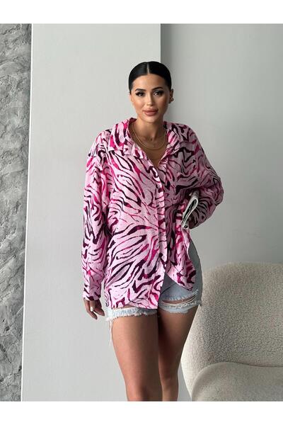 FERZOLAİO Pink Zebra Patterned Shirt