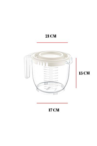 EWs 2200 ml Mixer Container White & Measuring Container & Storage Container