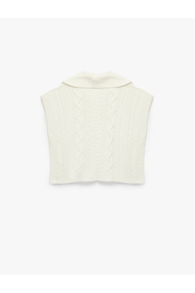 Koton Half Button Turn-Down Collar Sleeveless Hair Knit Sweater