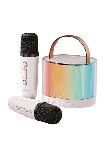 onix Microfon karaoke Onix, dinamic, wireless, alb, set cu boxa portabila, 1500mAh