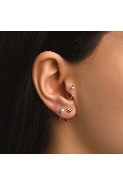 Piano Jewellery Latte İncili Altın Relax Piercing