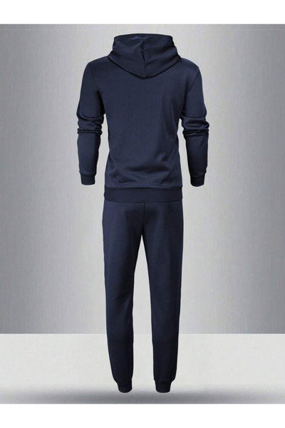 aynewmoda Men's Plus Size Drawstring Sweatshirt and Jogger Set for Spring and Autumn
