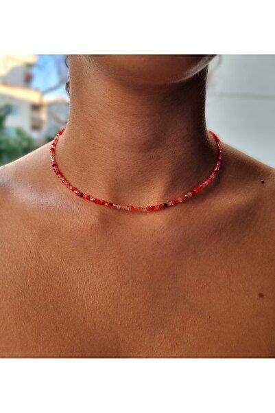 NEMOR STUDIO Kırmızı Akik Doğal Taş Kolye | Tutkunun Işıltısı