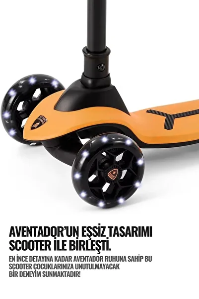 Lamborghini Officially Licensed 3+ Years Old Kids Scooter with Lighted 3 Wheels Stage Extendable Premium
