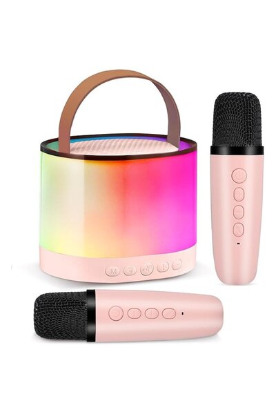 onix Microphone karaoke Onix, dynamic, pink, wireless, with portable speaker, 1500mAh