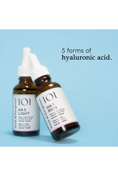GEEK & GORGEOUS Ser HA 5 cu 5 forme de acid hialuronic, 30 ml