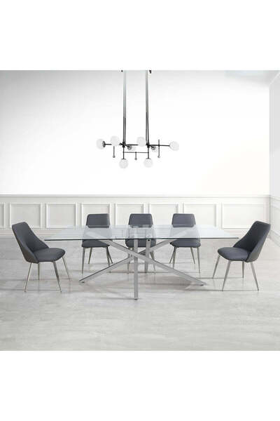 Vanity Living Davos Chrome Extra Large Dining Table