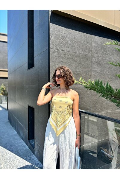 Sude Kızanlıklı Μπλούζα με σχέδιο σατέν με δέσιμο στην πλάτη