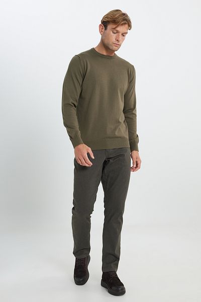 ALTINYILDIZ CLASSICS Men's Khaki Cotton Standard Fit Regular Cut Crew Neck Knitwear Sweater