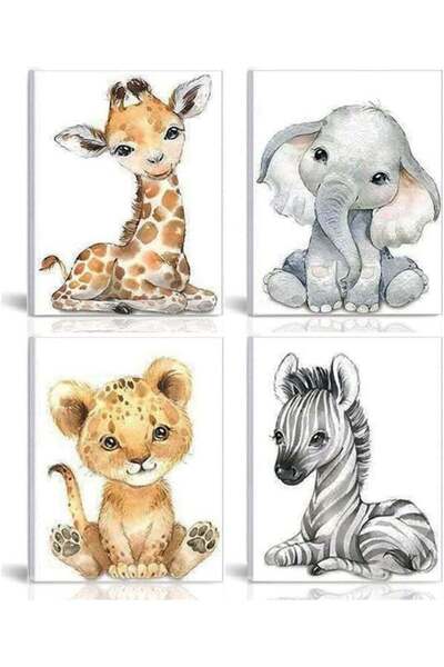 Emoda home Trove ديكورات حضانة حيوانات السفاري، عبوة من 4 قطع، 8×10 بوصة