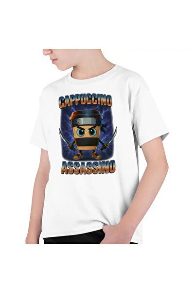 OEM Tricou Copii Baieti Brainrot Cappuccino Assassino Ninja