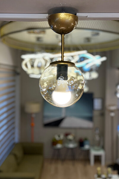 MINIMAL ETICARET VE BILGI TEKNOLOJILERI Globe Gold ONE Bal Sarı Cam Avize