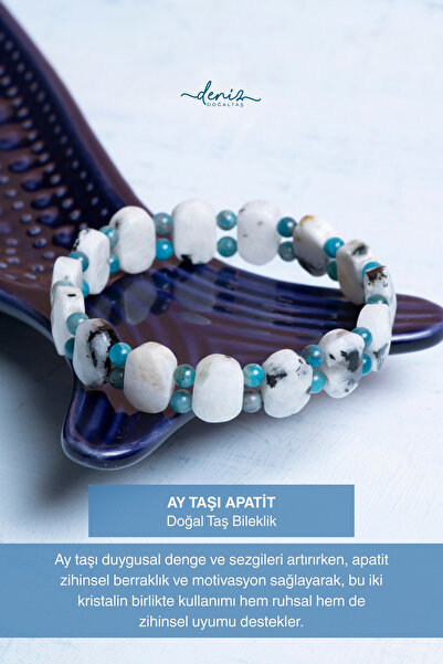 Deniz Doğal Taş Certified Moonstone Apatite Natural Stone Macrame Bracelet
