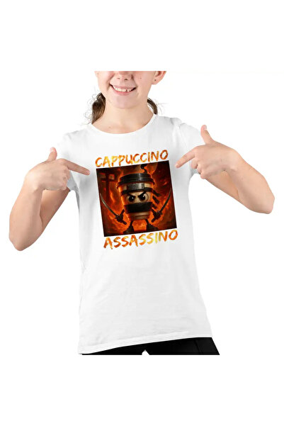 OEM Tricou Copii Fete Brainrot Italia Cappuccino Assassino