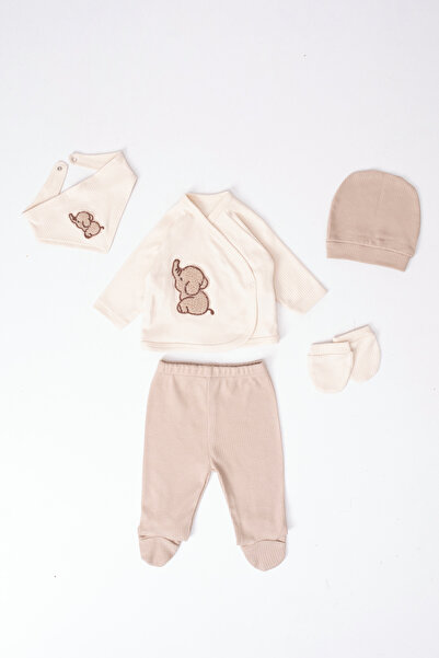 Belemir Kids 100% Cotton Elephant Embroidered 5-Piece Organic Hospital Release