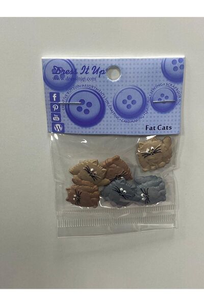 balım hobi evi زر إكسسوار على شكل قطط سمينة 6 قطع في العبوة