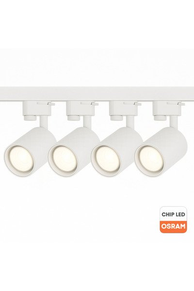 LDM Set șină albă 1 metru cu 4 proiectoare diamantate, 4 x bec LED GU10 Osram 10W - 4000k