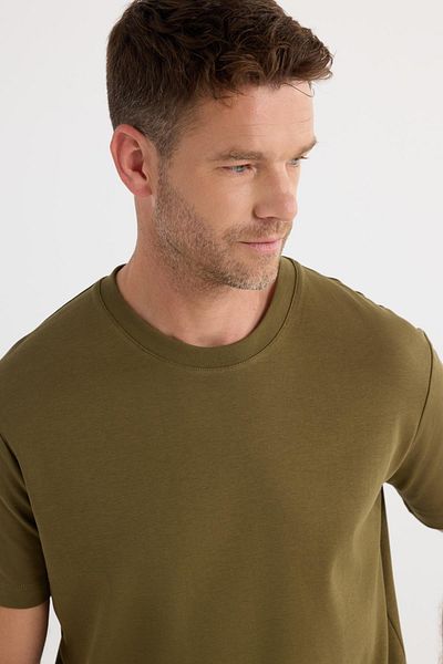 Tudors Unisex Relax Fit Relaxed Fit 100% Cotton Soft Textured Lightweight Thick Khaki Crew Neck T-Shirt