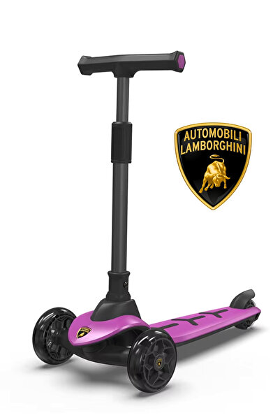 Lamborghini Resmi Lisanslı 3+Yaş için Işıklı 3 Tekerlekli Kademeli Uzayabilen Premium Çocuk Scooter