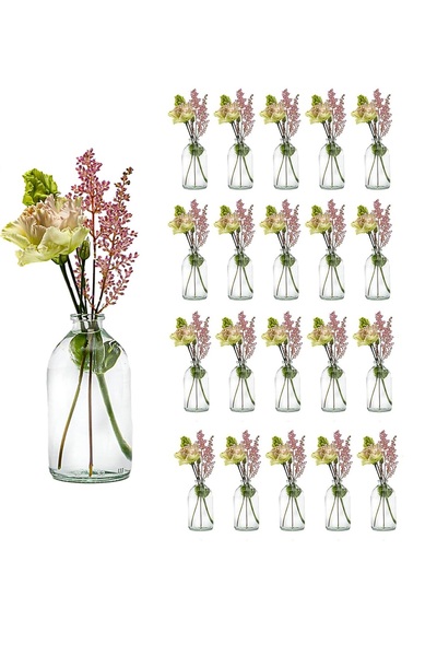 junibeliw 20Pcs 100ml Small Glass Vase Bottle 20X100Ml Decorative Bottle (Without Flower) (H:9.4 W:5)