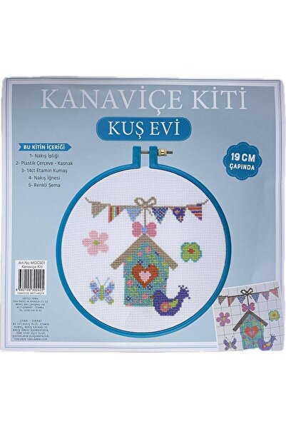 balım hobi evi Kit Broderie Cu Cruce Casuta Pasare 19 Cm Turcoaz Albastru Cu Toate Materialele