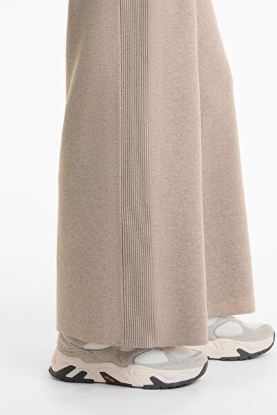 Oysho Side rib wide-leg knit trousers