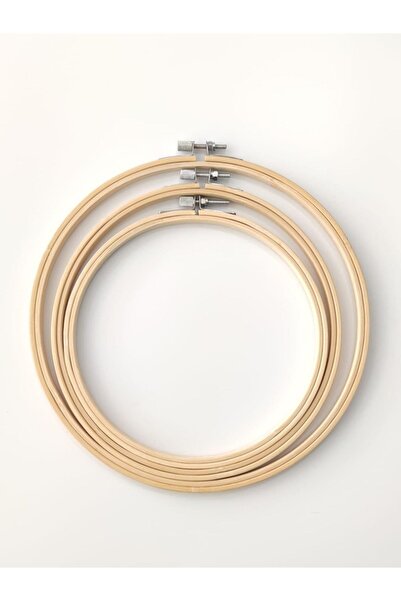 balım hobi evi Bambu Vidalı 3'lü Nakış Kasnağı Seti 3 Farklı Boy