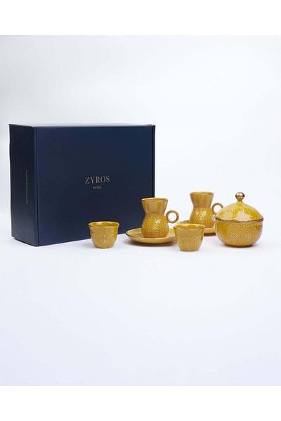 Zyros Yellow Ceramic Coffee and Tea Set