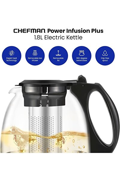 Cookchen Glass Electric Kettle 2-in-1 Hot Water Boiler, 2.2L, 1500W, Warming Function