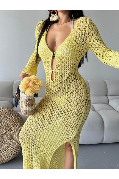 FERZOLAİO Sunshine Glow Knit Beach Dress