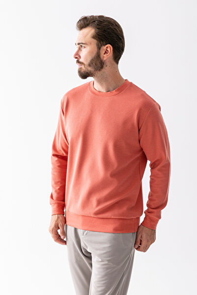 JB John Borners Ανδρικό φούτερ με λαιμόκοψη 100% βαμβακερό ροζ ροζ - 25K 1010