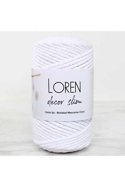 Loren Decor Slim 3 Twist Macrame Rope White - L001
