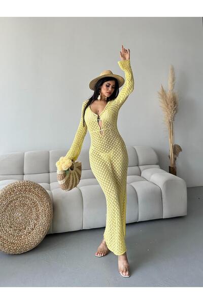 FERZOLAİO Sunshine Glow Knit Beach Dress