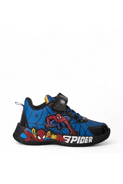SPIDERMAN 836 Ortopedil Erkek Çocuk Saks Mavi/Siyah Işıklı Sneaker