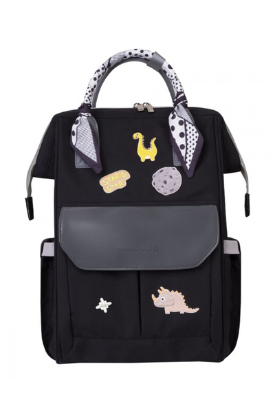 Kikka Boo KikkaBoo Myla Black Multifunctional Backpack for Moms with Removable Badges and Colorful Accessories