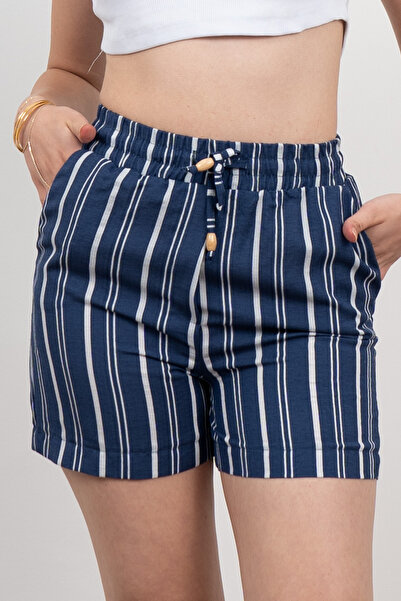 MissVina Ελαστικό σορτς με ρίγες και κοντή τσέπη 30282