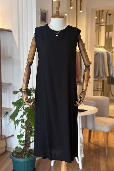 Unique Boutique Black Zero Sleeve Cotton Viscose Fabric Plus Size Dress