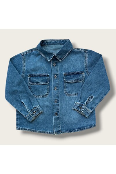 Esprix Kids Çocuk Jeans Denim Gömlek Yıkamalı Kot Cep Detaylı
